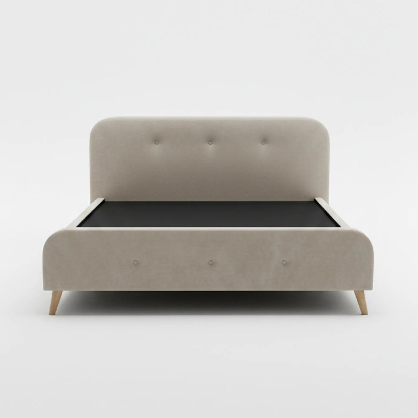 Orvin Bed – Beige Upholstered Bed Frame