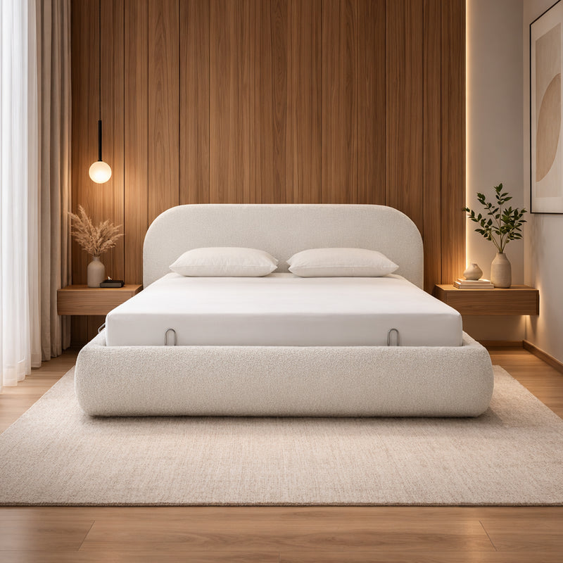 Evara Cream Bed, Boucle